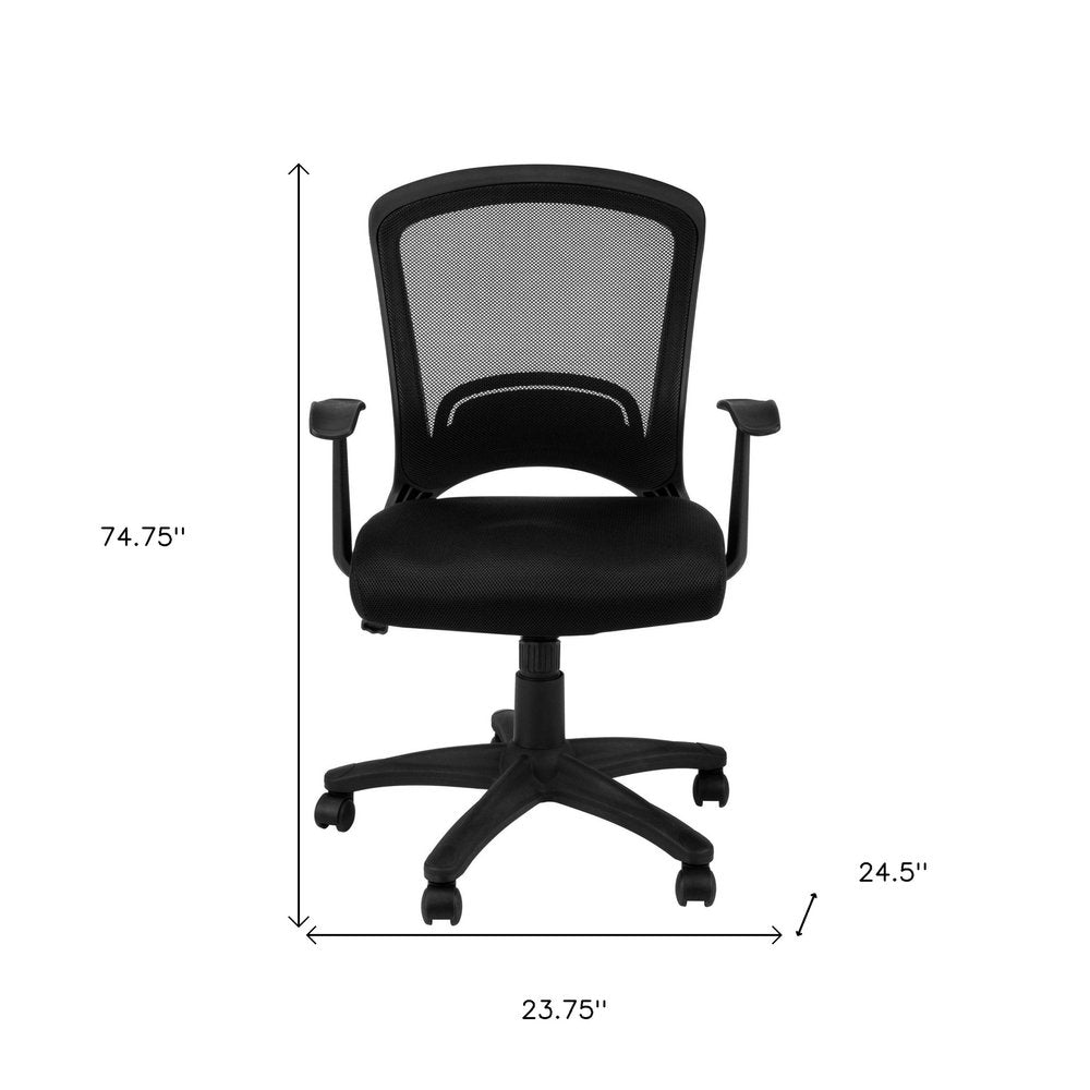 Black Polyester Seat Swivel Adjustable Task Chair Mesh Back Plastic Frame — view 13