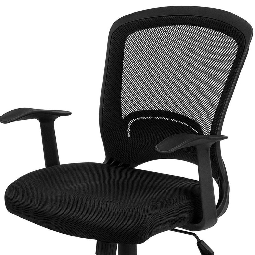 Black Polyester Seat Swivel Adjustable Task Chair Mesh Back Plastic Frame HomeRoots