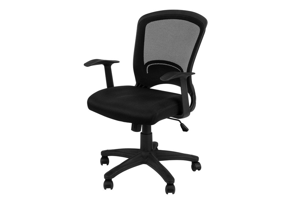 Black Polyester Seat Swivel Adjustable Task Chair Mesh Back Plastic Frame — view 4