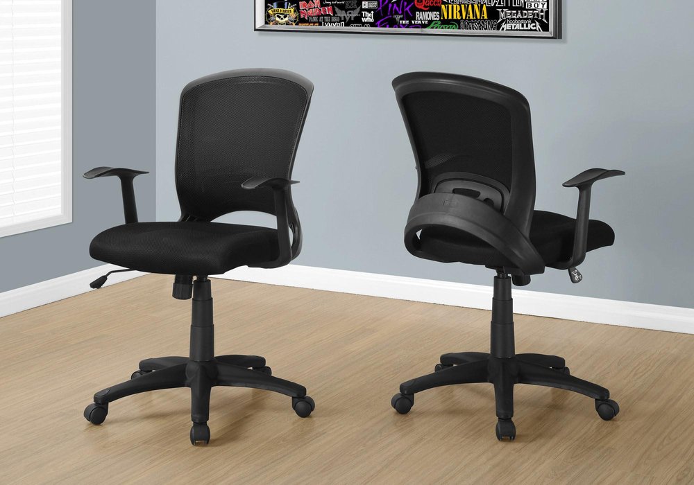 Black Polyester Seat Swivel Adjustable Task Chair Mesh Back Plastic Frame — view 12