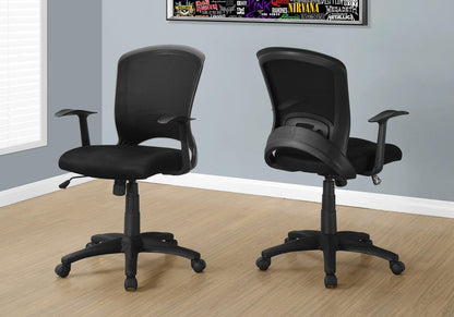 Black Polyester Seat Swivel Adjustable Task Chair Mesh Back Plastic Frame HomeRoots