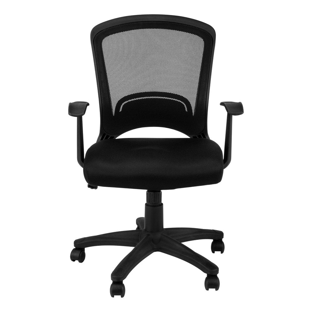 Black Polyester Seat Swivel Adjustable Task Chair Mesh Back Plastic Frame — view 2