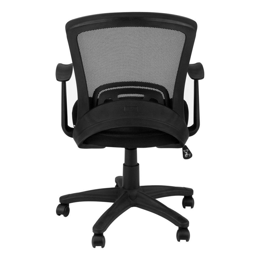 Black Polyester Seat Swivel Adjustable Task Chair Mesh Back Plastic Frame — view 3