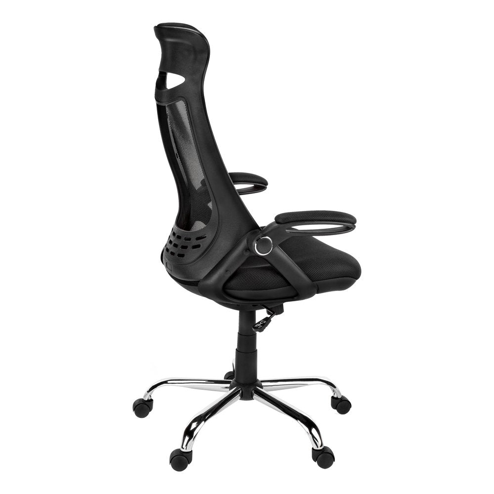 Black Polyester Seat Swivel Adjustable Task Chair Mesh Back Plastic Frame HomeRoots