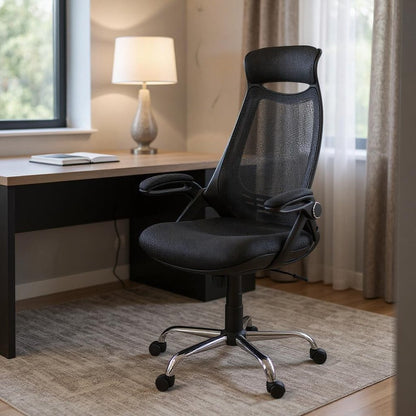 Black and Silver Adjustable Height Swivel Rolling Office Chair HomeRoots