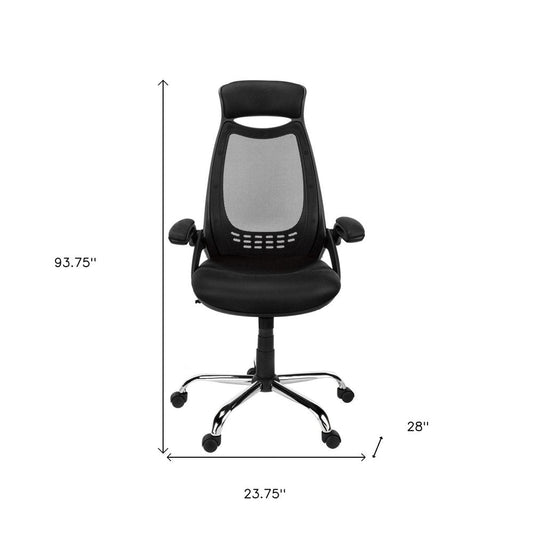 Black Polyester Seat Swivel Adjustable Task Chair Mesh Back Plastic Frame HomeRoots