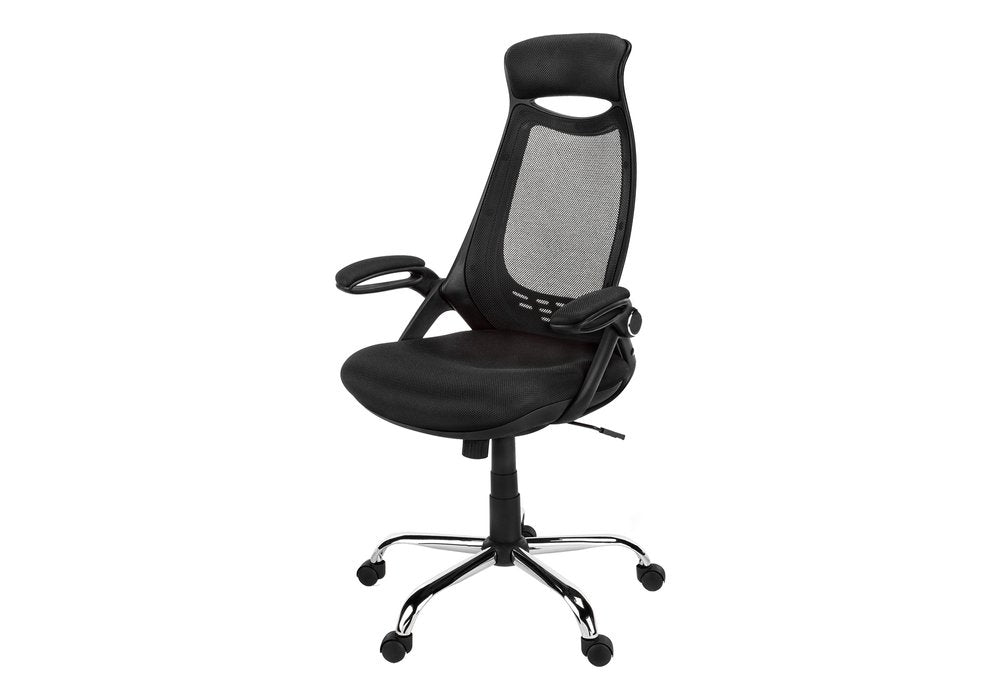 Black and Silver Adjustable Height Swivel Rolling Office Chair HomeRoots