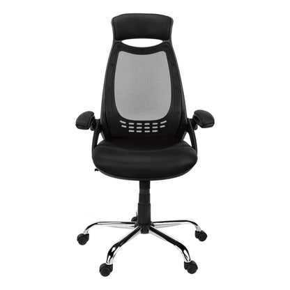 Black Polyester Seat Swivel Adjustable Task Chair Mesh Back Plastic Frame HomeRoots