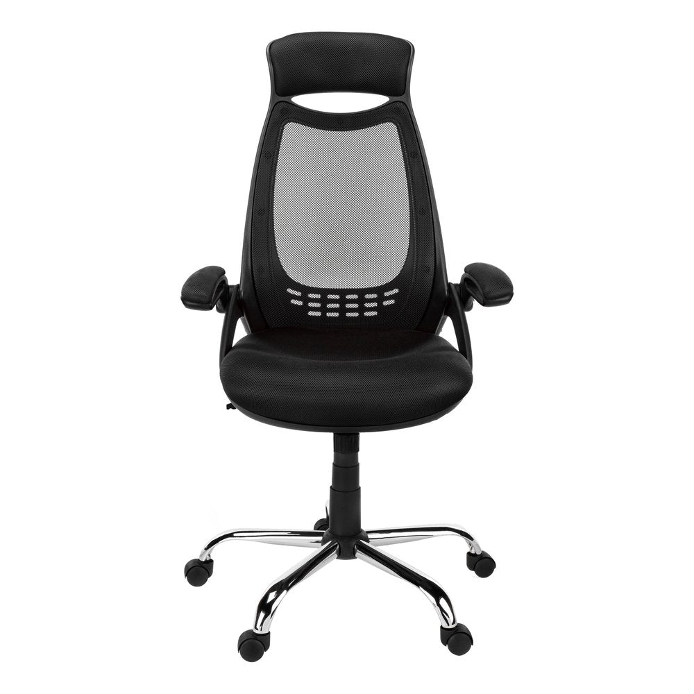 Black Polyester Seat Swivel Adjustable Task Chair Mesh Back Plastic Frame HomeRoots