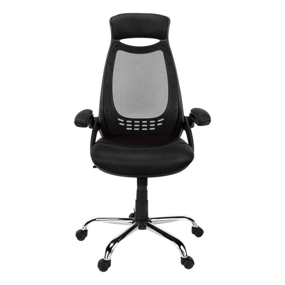 Black and Silver Adjustable Height Swivel Rolling Office Chair HomeRoots