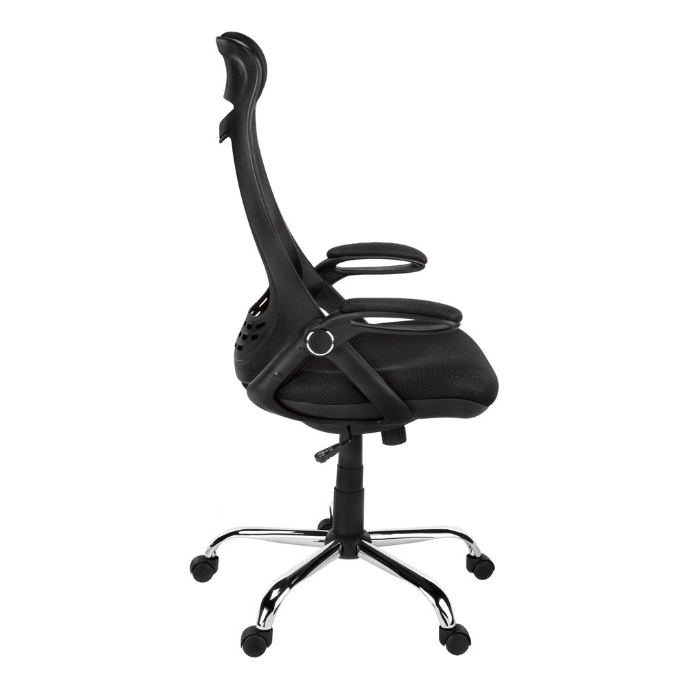 Black Polyester Seat Swivel Adjustable Task Chair Mesh Back Plastic Frame HomeRoots