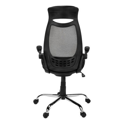 Black Polyester Seat Swivel Adjustable Task Chair Mesh Back Plastic Frame HomeRoots