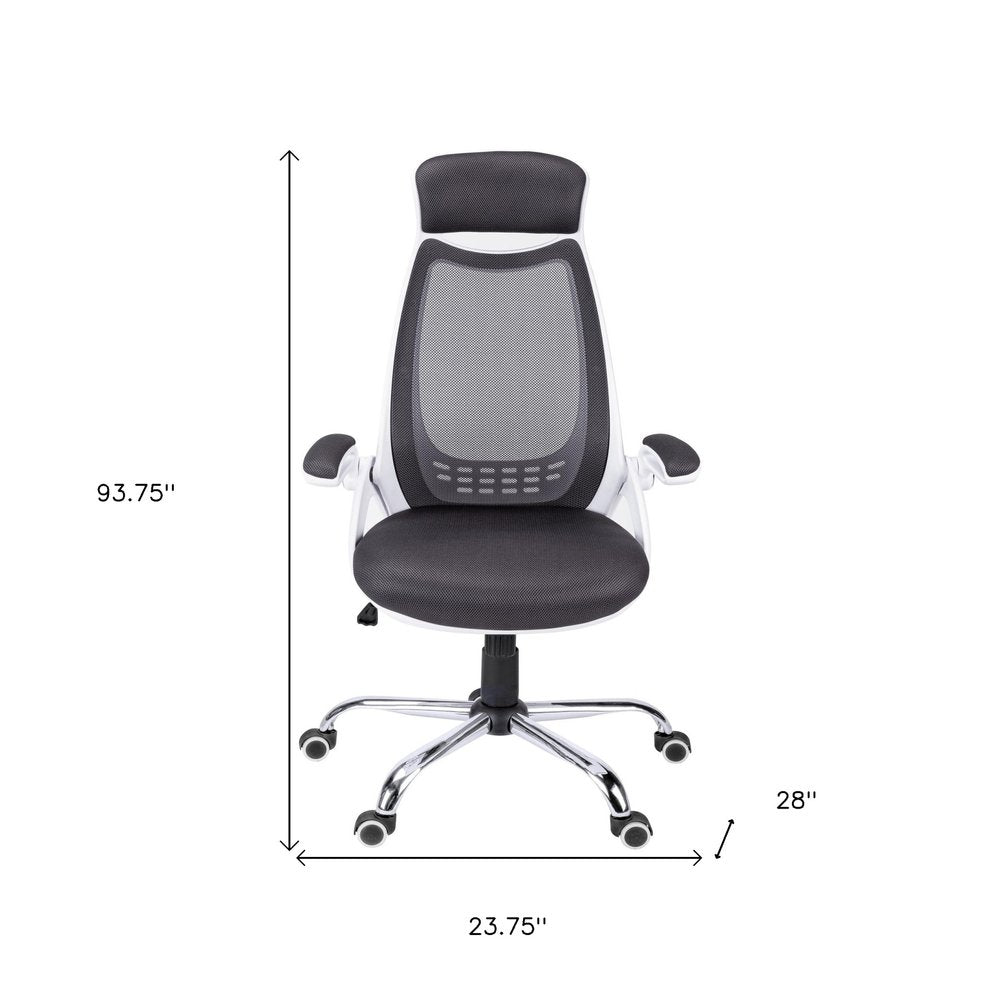 Black Polyester Seat Swivel Adjustable Executive Chair Mesh Back Plastic Frame HomeRoots