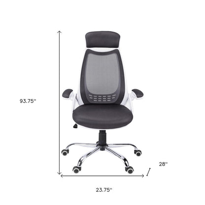 Black Polyester Seat Swivel Adjustable Executive Chair Mesh Back Plastic Frame HomeRoots