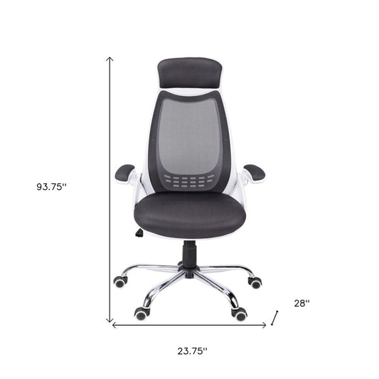 Black Polyester Seat Swivel Adjustable Executive Chair Mesh Back Plastic Frame HomeRoots