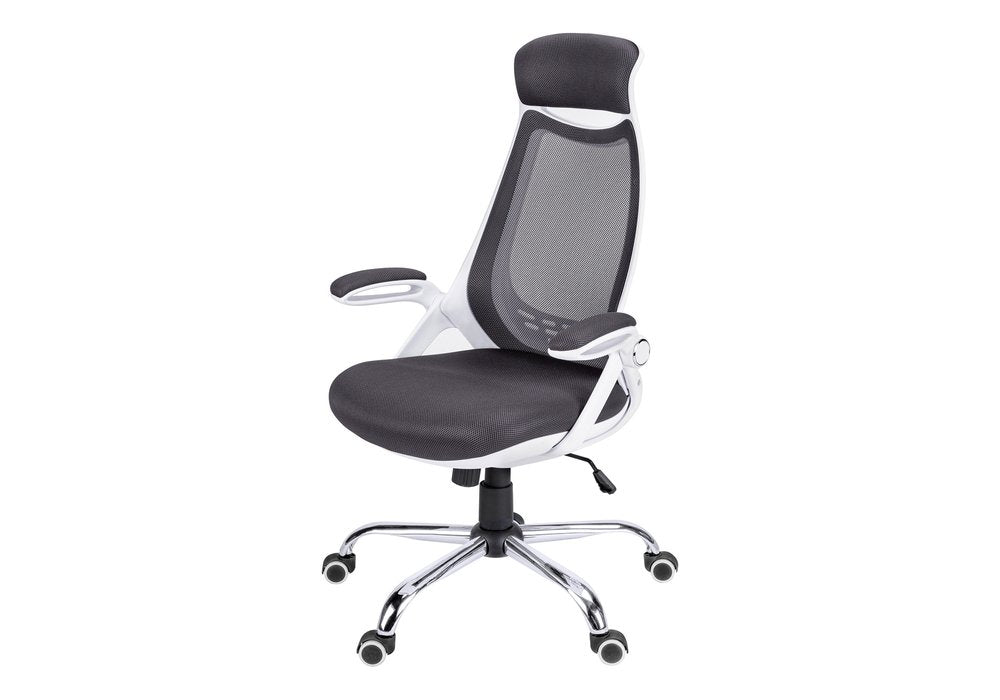 Gray Black and Silver Adjustable Height Swivel Rolling Executive Office Chair HomeRoots