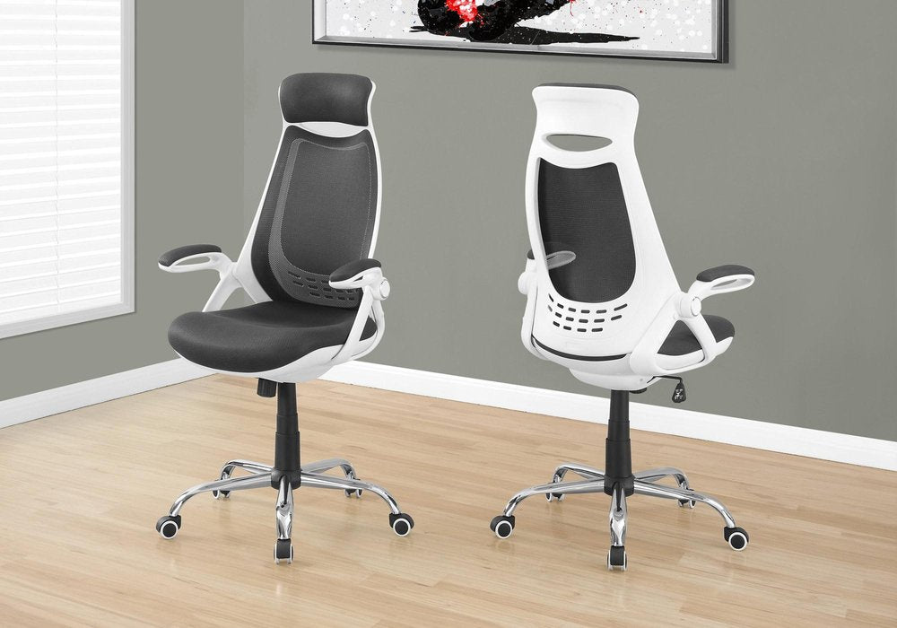 Gray Black and Silver Adjustable Height Swivel Rolling Executive Office Chair HomeRoots