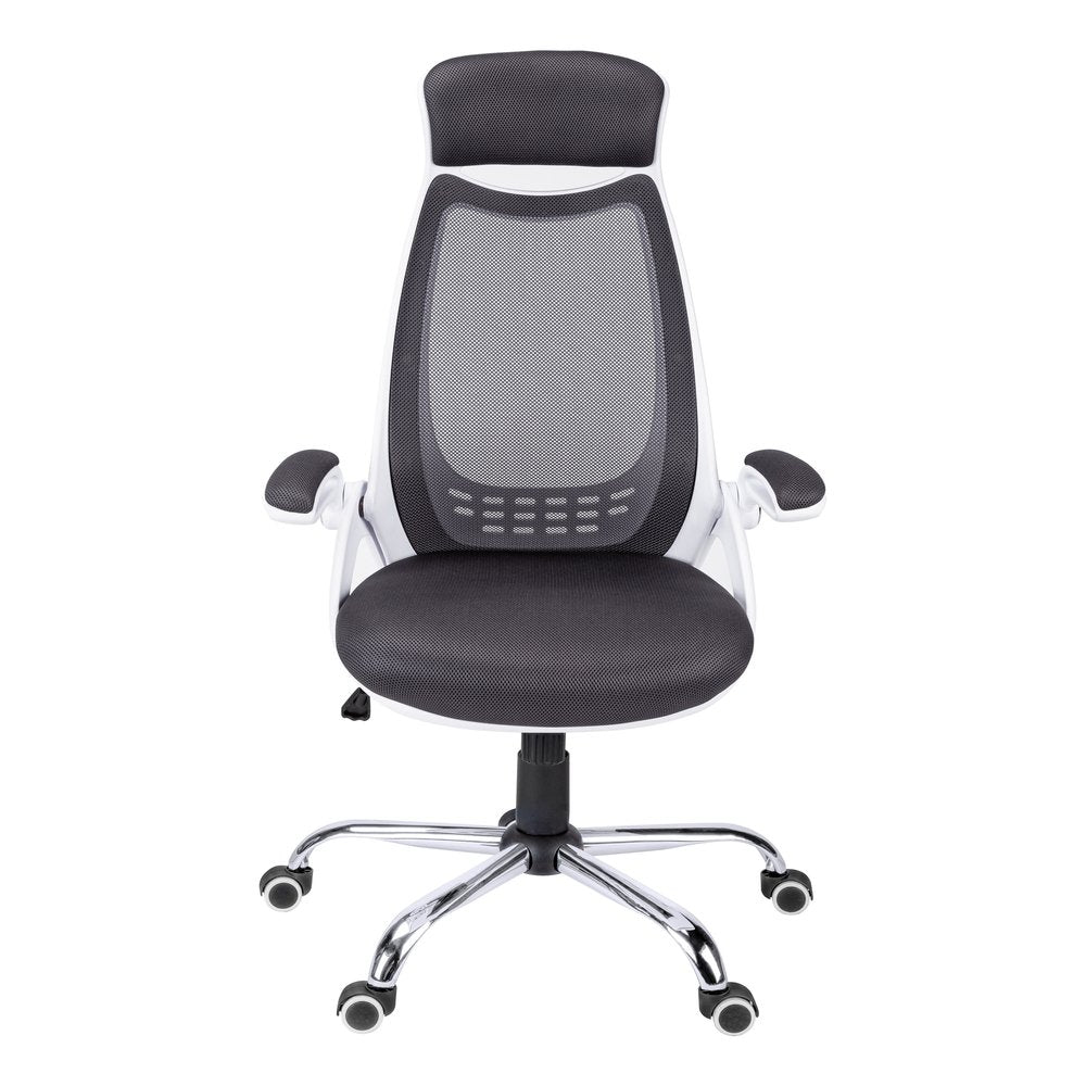 Black Polyester Seat Swivel Adjustable Executive Chair Mesh Back Plastic Frame HomeRoots