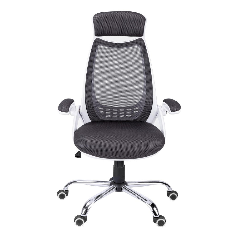Gray Black and Silver Adjustable Height Swivel Rolling Executive Office Chair HomeRoots
