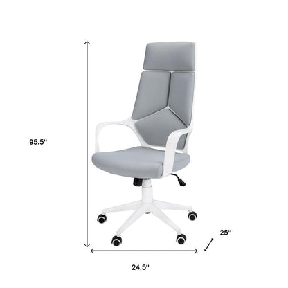 Gray and White Adjustable Height Swivel Rolling Executive Office Chair HomeRoots