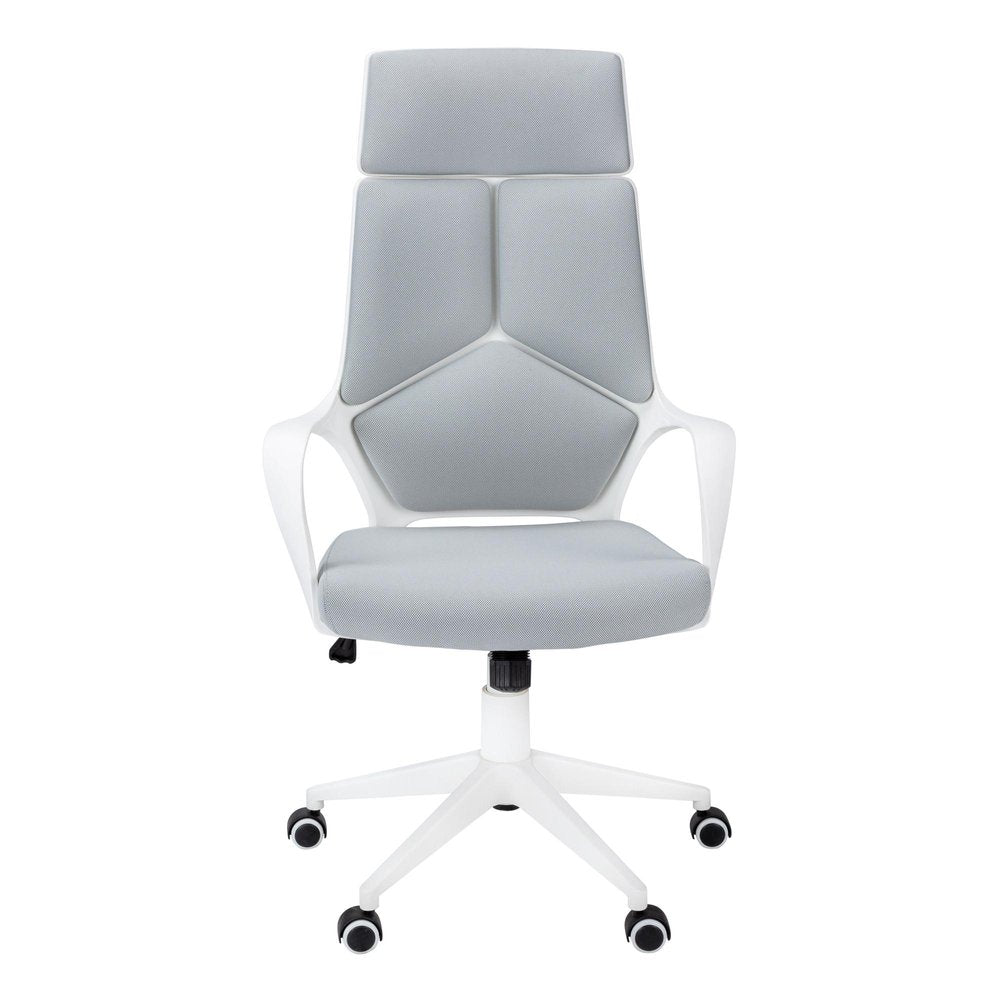 Gray and White Adjustable Height Swivel Rolling Executive Office Chair HomeRoots