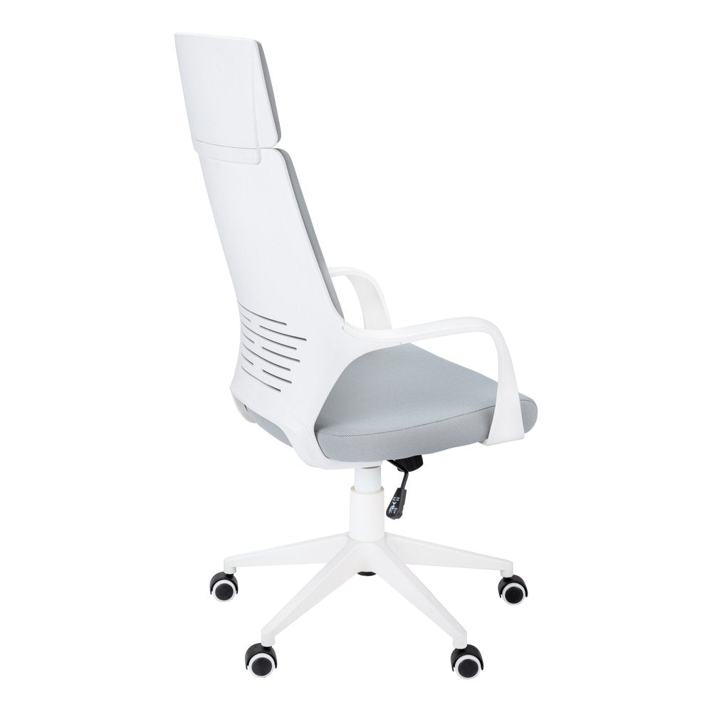 Gray Fabric Tufted Seat Swivel Adjustable Executive Chair Fabric Back Plastic Frame HomeRoots