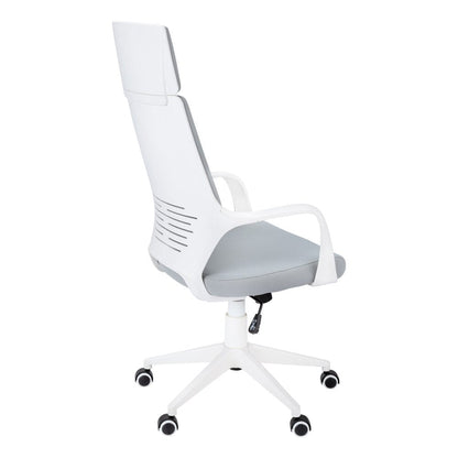 Gray Fabric Tufted Seat Swivel Adjustable Executive Chair Fabric Back Plastic Frame HomeRoots