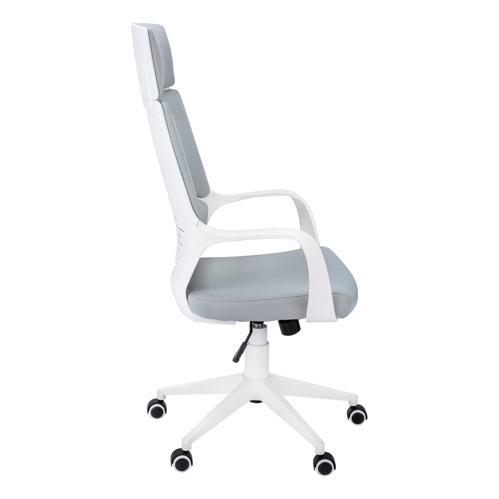 Gray and White Adjustable Height Swivel Rolling Executive Office Chair HomeRoots