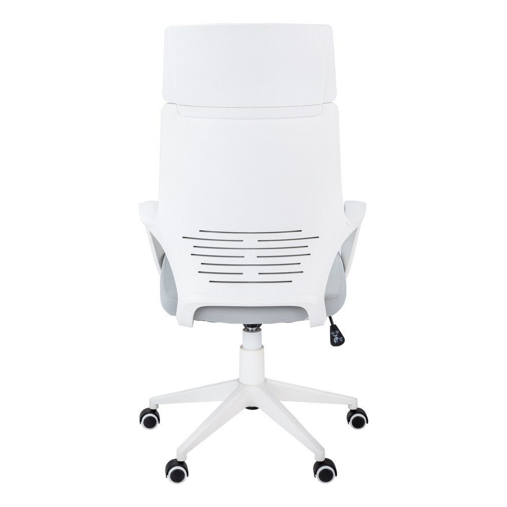 Gray and White Adjustable Height Swivel Rolling Executive Office Chair HomeRoots