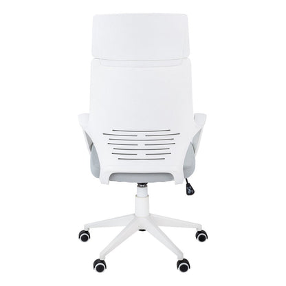 Gray and White Adjustable Height Swivel Rolling Executive Office Chair HomeRoots