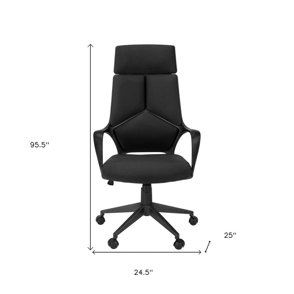 Gray Fabric Tufted Seat Swivel Adjustable Executive Chair Fabric Back Plastic Frame HomeRoots