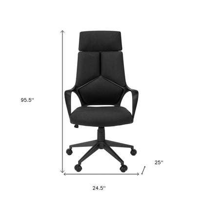 Gray Fabric Tufted Seat Swivel Adjustable Executive Chair Fabric Back Plastic Frame HomeRoots