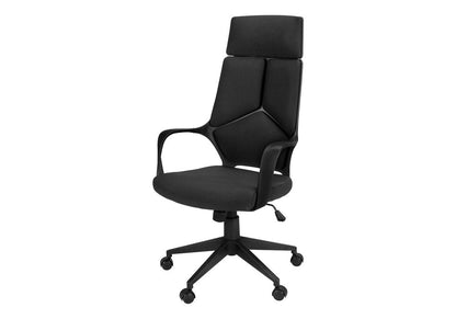 Gray Fabric Tufted Seat Swivel Adjustable Executive Chair Fabric Back Plastic Frame HomeRoots