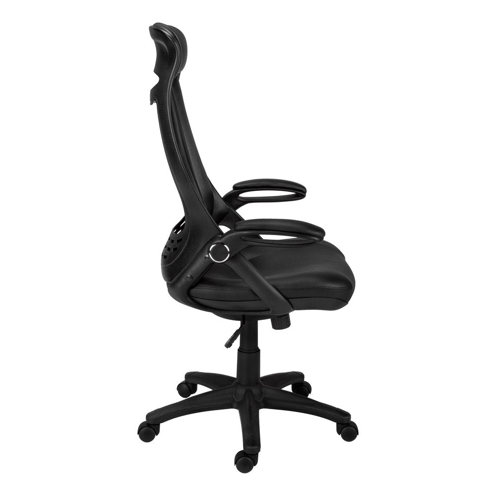 Black Adjustable Swivel Fabric Rolling Executive Office Chair HomeRoots