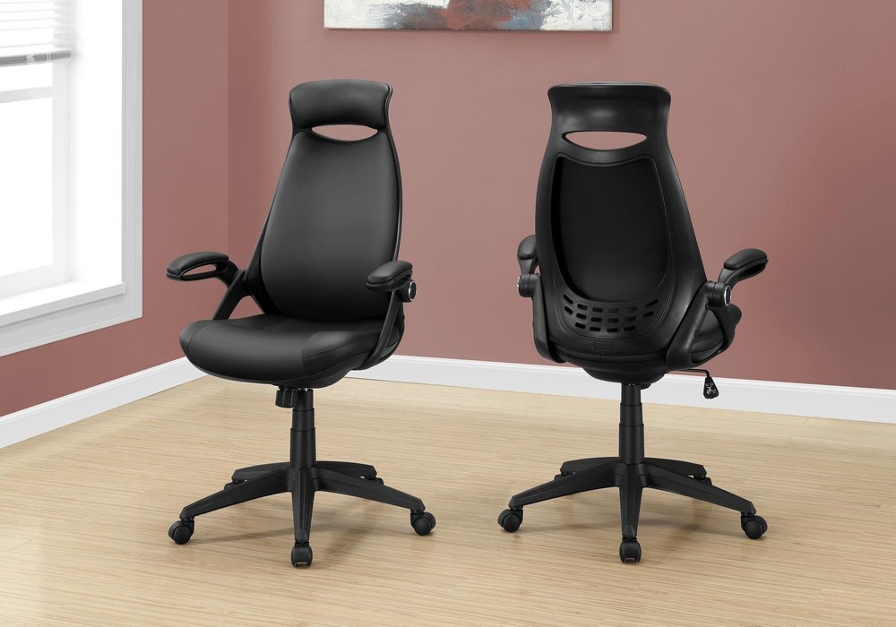 Black Adjustable Swivel Fabric Rolling Executive Office Chair HomeRoots