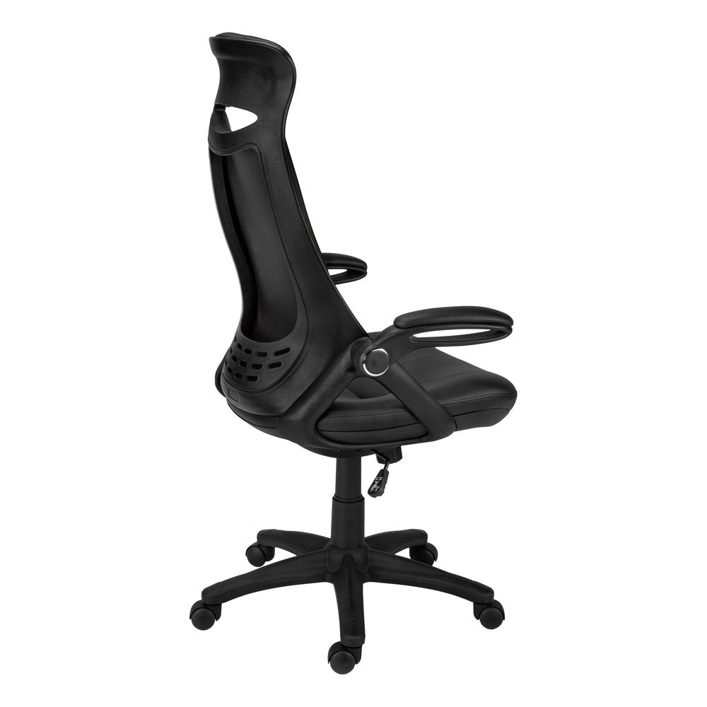 Black Adjustable Swivel Fabric Rolling Executive Office Chair HomeRoots