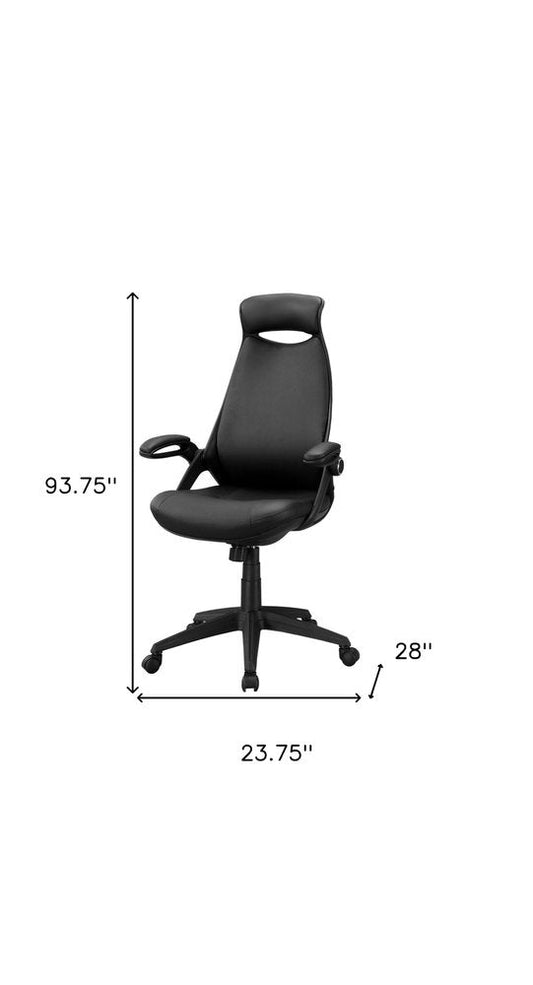 Black Adjustable Swivel Fabric Rolling Executive Office Chair HomeRoots