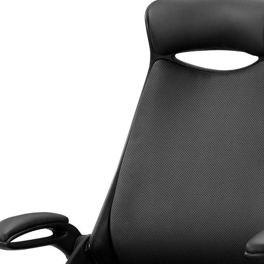 Black Adjustable Swivel Fabric Rolling Executive Office Chair HomeRoots