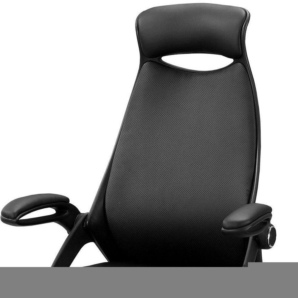 Black Adjustable Swivel Fabric Rolling Executive Office Chair HomeRoots