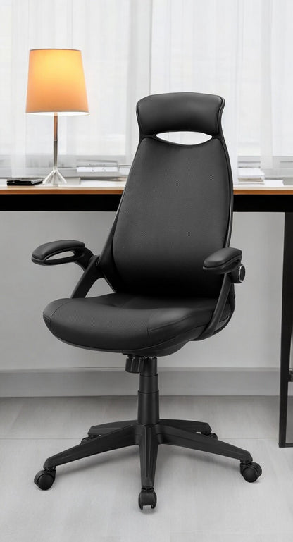 Black Adjustable Swivel Fabric Rolling Executive Office Chair