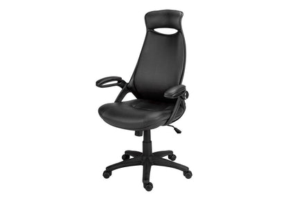 Black Adjustable Swivel Fabric Rolling Executive Office Chair HomeRoots