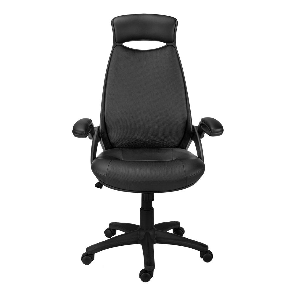 Black Adjustable Swivel Fabric Rolling Executive Office Chair HomeRoots