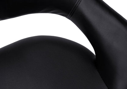 Black and Silver Adjustable Swivel Faux Leather Rolling Office Chair HomeRoots