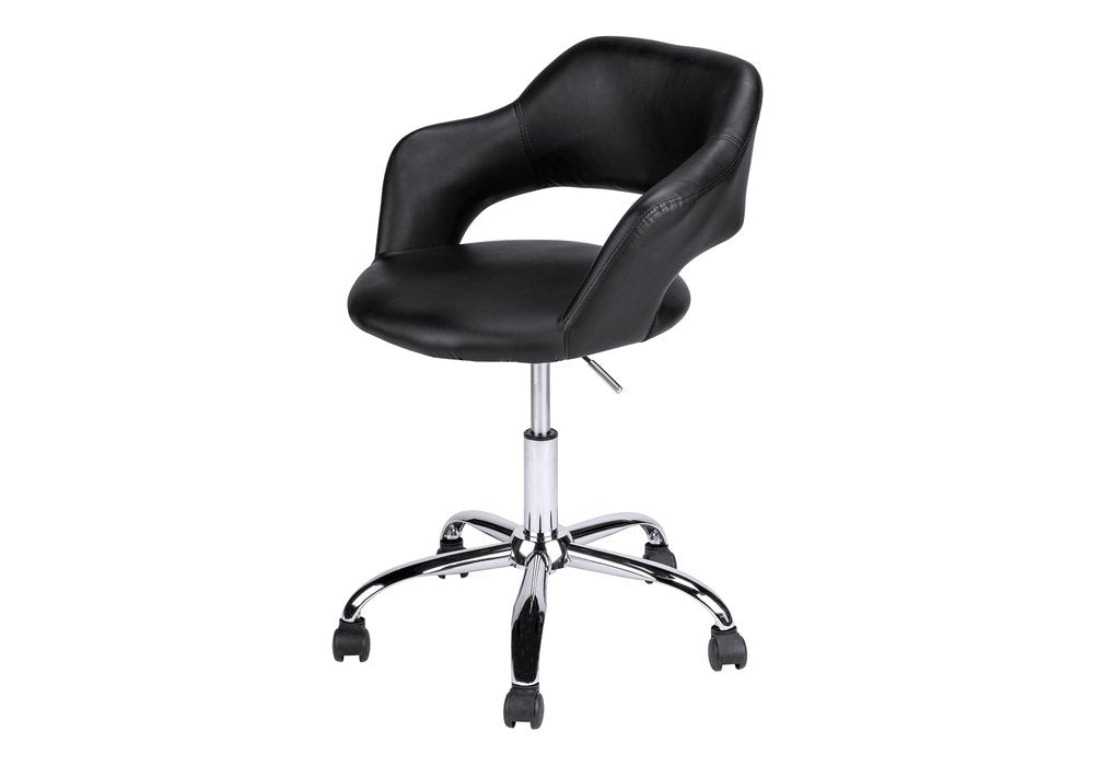 Black and Silver Adjustable Swivel Faux Leather Rolling Office Chair HomeRoots