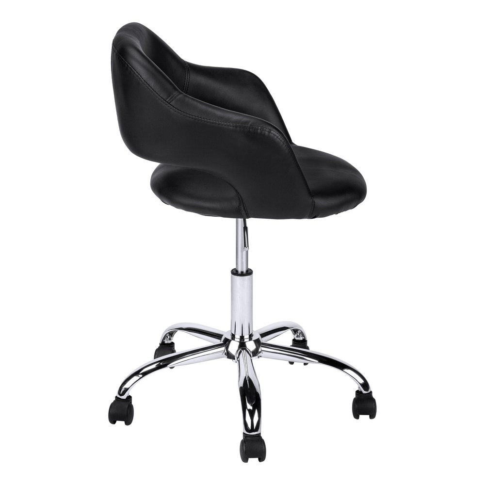 Black and Silver Adjustable Swivel Faux Leather Rolling Office Chair — view 22