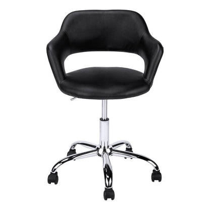 Black and Silver Adjustable Swivel Faux Leather Rolling Office Chair HomeRoots