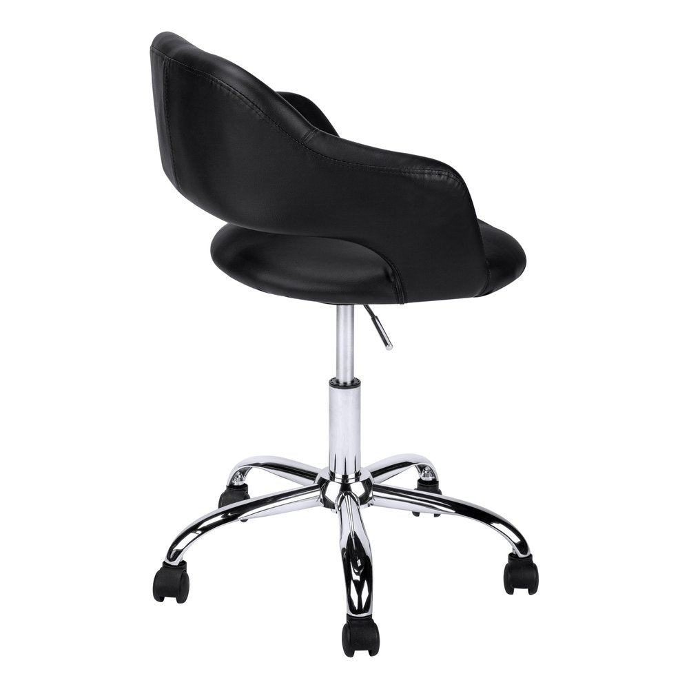 Black and Silver Adjustable Swivel Faux Leather Rolling Office Chair — view 5