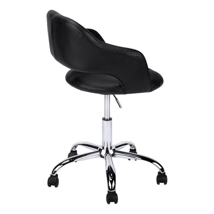 Black and Silver Adjustable Swivel Faux Leather Rolling Office Chair HomeRoots
