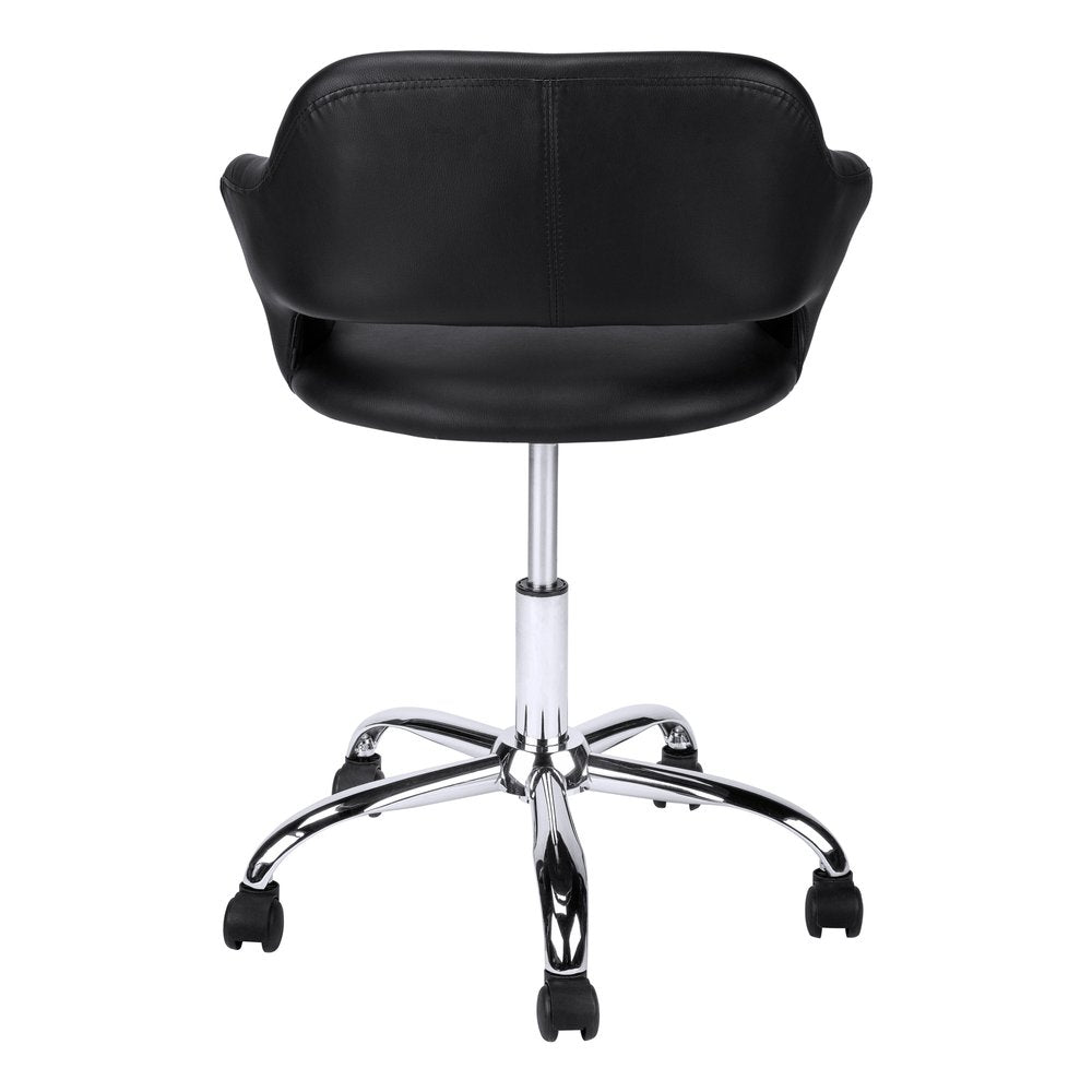 Black and Silver Adjustable Swivel Faux Leather Rolling Office Chair — view 17