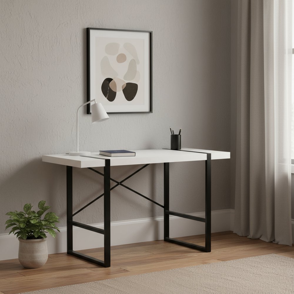 49" White and Black Computer Desk HomeRoots